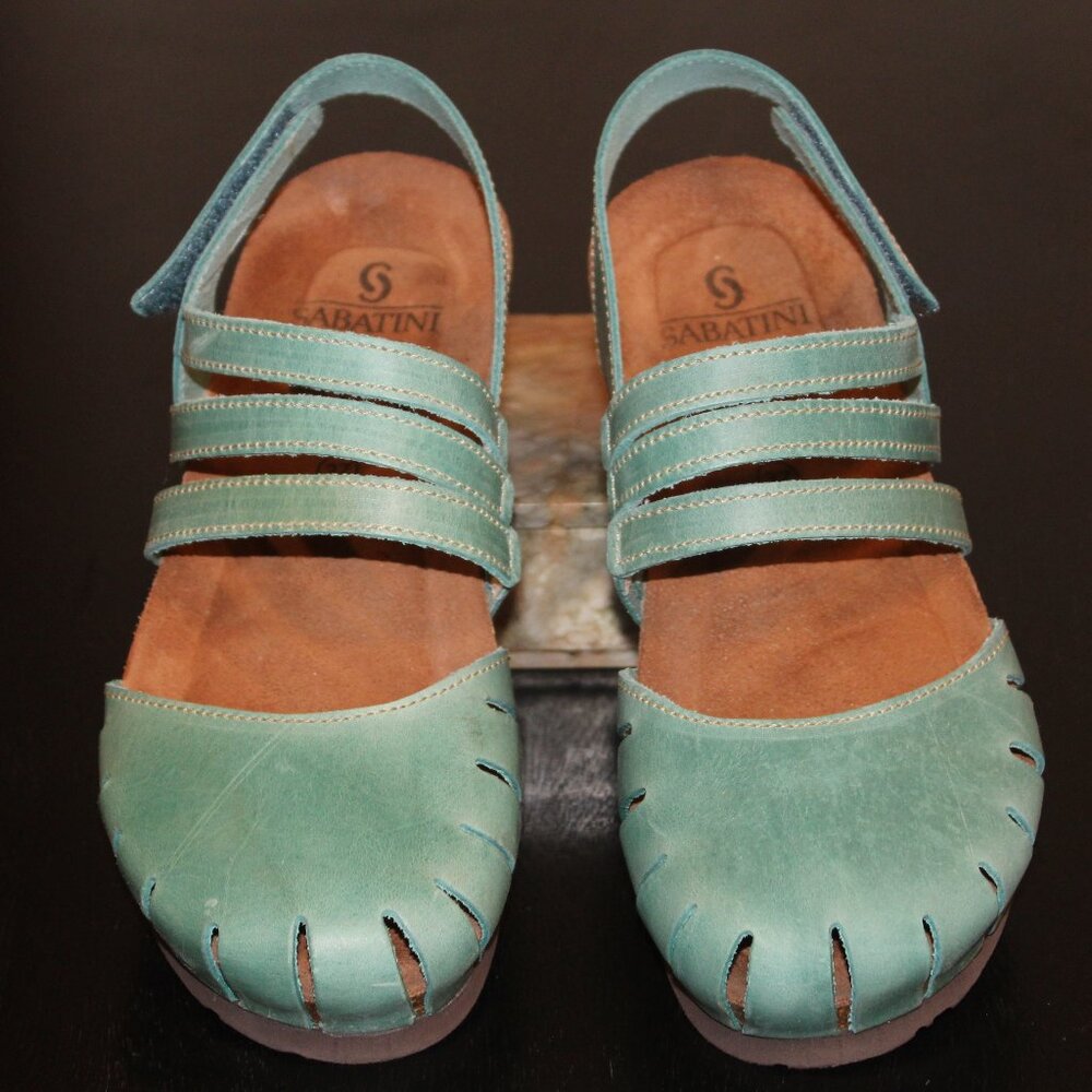 SABATINI Mary Jane Leather Closed Toe Sandals Made in Italy-size EU37 (US 6.5-7)